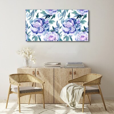 Canvas schilderij Een bloemenlandschap in paarse tinten