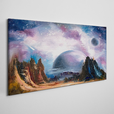 Foto op canvas Ruimtelandschap met een planeet