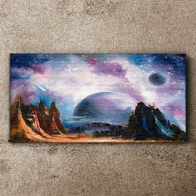 Foto op canvas Ruimtelandschap met een planeet