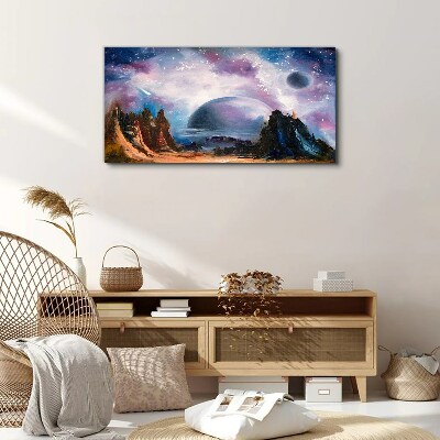 Foto op canvas Ruimtelandschap met een planeet