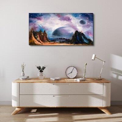 Foto op canvas Ruimtelandschap met een planeet