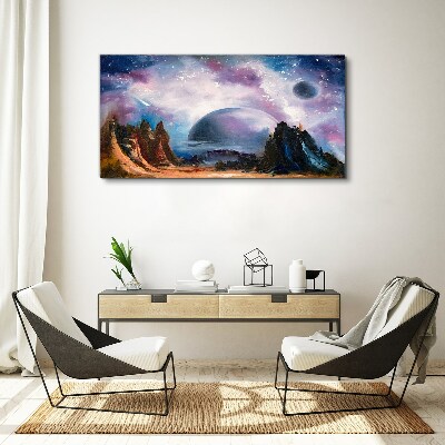 Foto op canvas Ruimtelandschap met een planeet