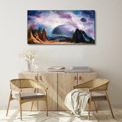 Foto op canvas Ruimtelandschap met een planeet