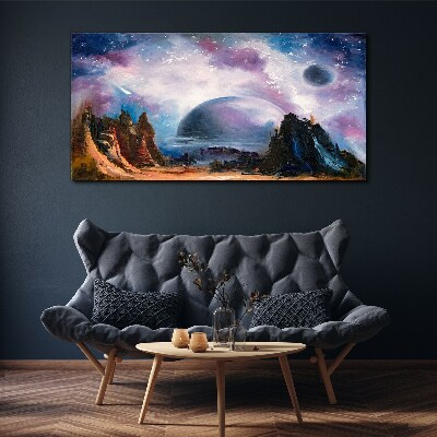 Foto op canvas Ruimtelandschap met een planeet
