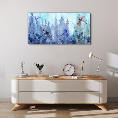 Foto op canvas Slanke libellen in een boslandschap