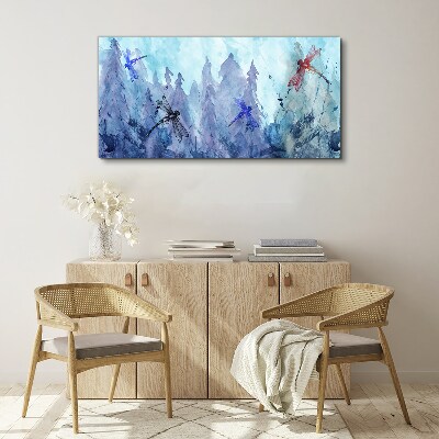 Foto op canvas Slanke libellen in een boslandschap