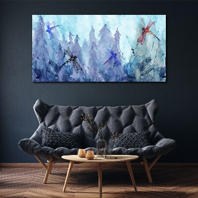 Foto op canvas Slanke libellen in een boslandschap