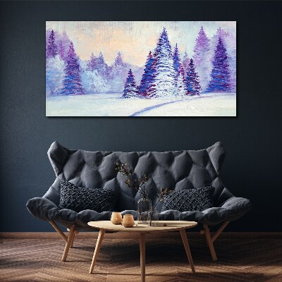 Foto op canvas Winterlandschap met paarse bomen