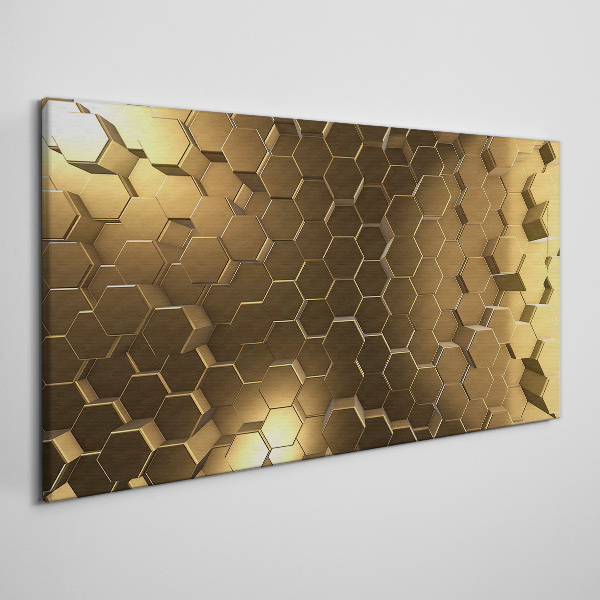 Schilderij op doek Gouden zeshoeken in de ruimte