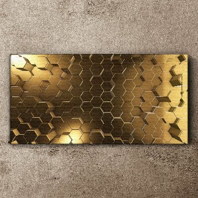 Schilderij op doek Gouden zeshoeken in de ruimte