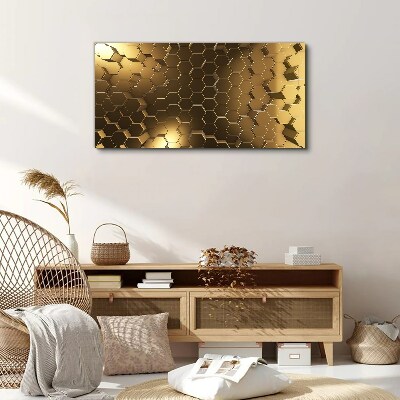 Schilderij op doek Gouden zeshoeken in de ruimte