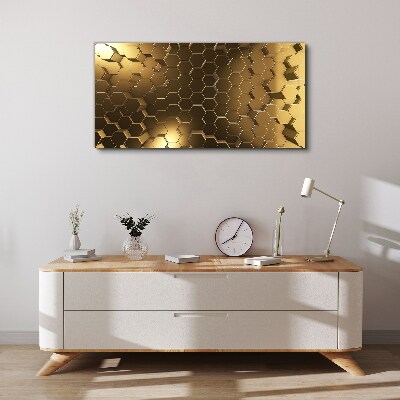 Schilderij op doek Gouden zeshoeken in de ruimte