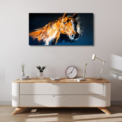 Foto op canvas Portret van een paard in intense kleuren