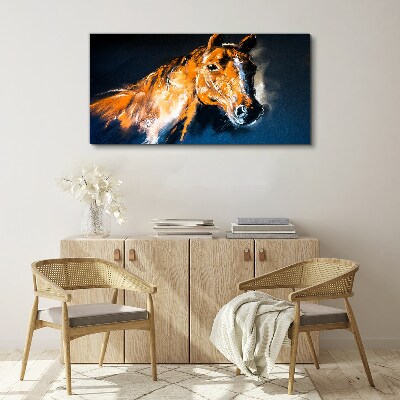 Foto op canvas Portret van een paard in intense kleuren