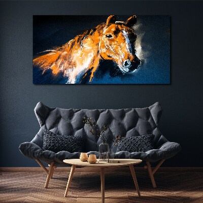 Foto op canvas Portret van een paard in intense kleuren