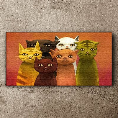 Schilderij op doek Katten in kleurrijke harmonie