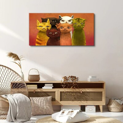 Schilderij op doek Katten in kleurrijke harmonie