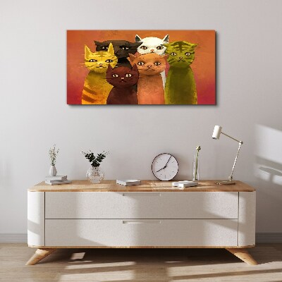 Schilderij op doek Katten in kleurrijke harmonie