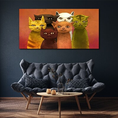 Schilderij op doek Katten in kleurrijke harmonie
