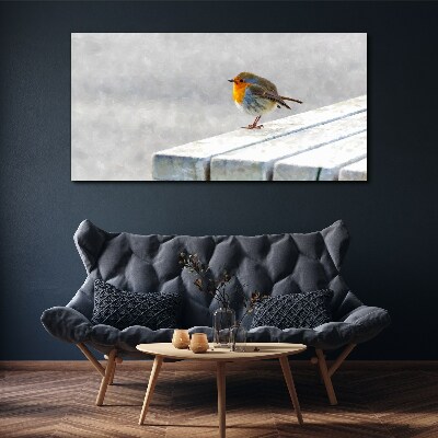 Schilderij op doek Robin op een wit bord