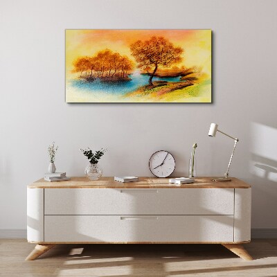 Foto op canvas Herfstmelodie aan het water