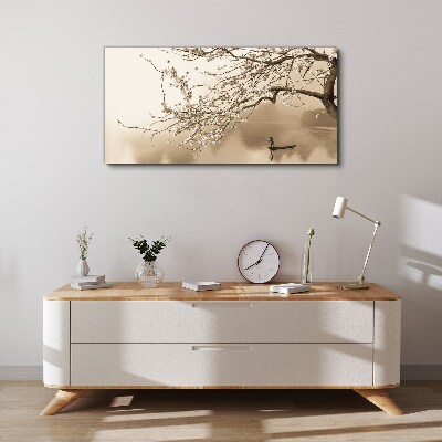 Canvas schilderij Sepia-getint landschap