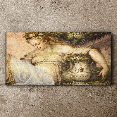 Canvas schilderij Muze in de tuin