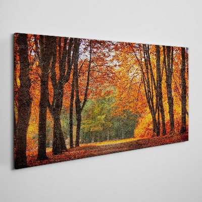 Schilderij op doek Herfstlaan met bomen