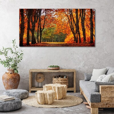 Schilderij op doek Herfstlaan met bomen