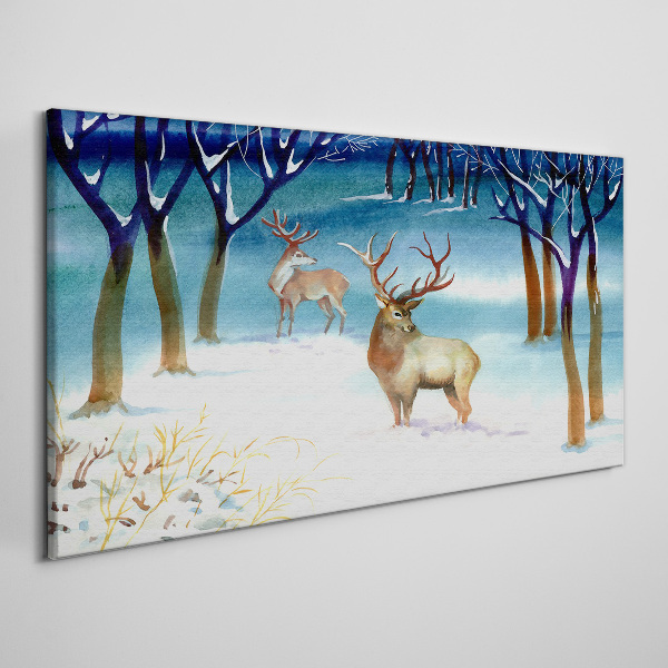 Foto op canvas Winterlandschap met een hert