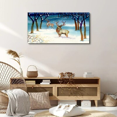 Foto op canvas Winterlandschap met een hert