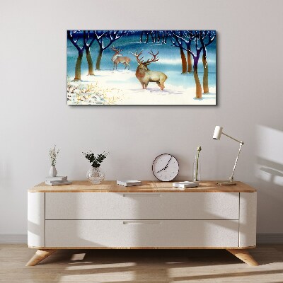 Foto op canvas Winterlandschap met een hert