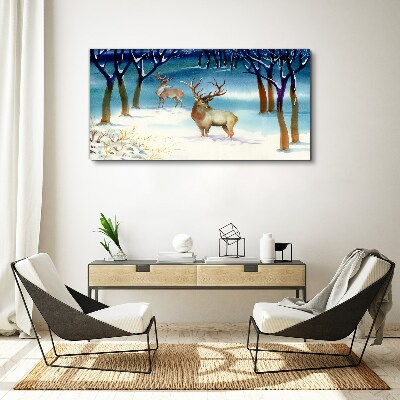 Foto op canvas Winterlandschap met een hert