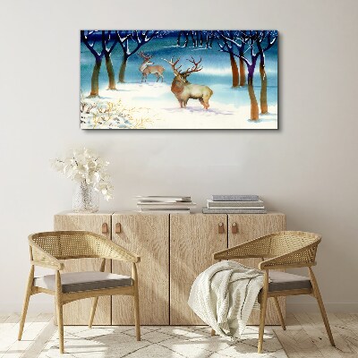 Foto op canvas Winterlandschap met een hert