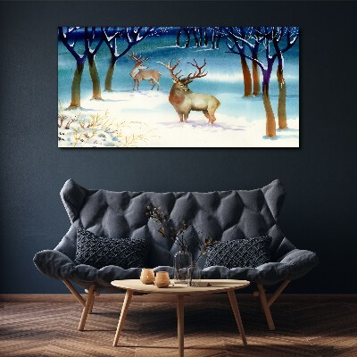 Foto op canvas Winterlandschap met een hert