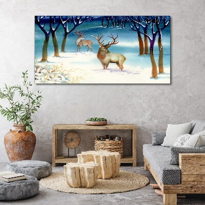 Foto op canvas Winterlandschap met een hert
