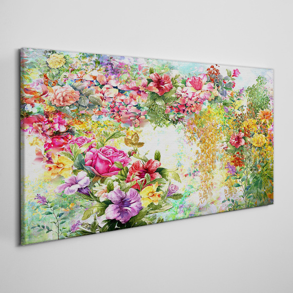 Foto op canvas Een bloemenparadijs in pastelkleuren