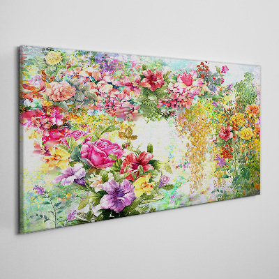 Foto op canvas Een bloemenparadijs in pastelkleuren