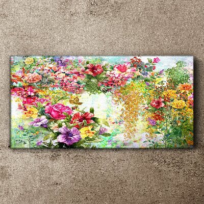 Foto op canvas Een bloemenparadijs in pastelkleuren