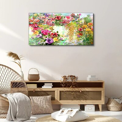 Foto op canvas Een bloemenparadijs in pastelkleuren