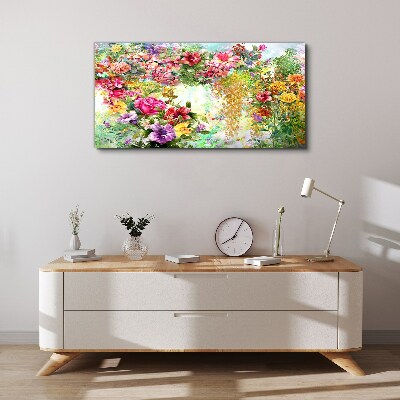 Foto op canvas Een bloemenparadijs in pastelkleuren