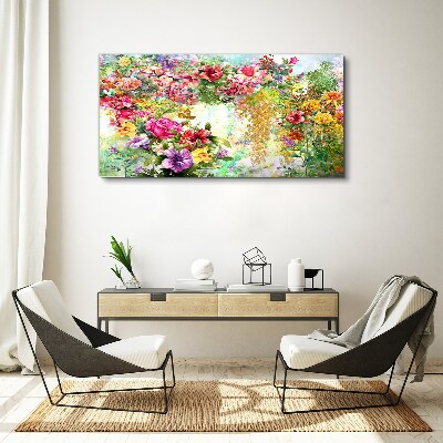 Foto op canvas Een bloemenparadijs in pastelkleuren
