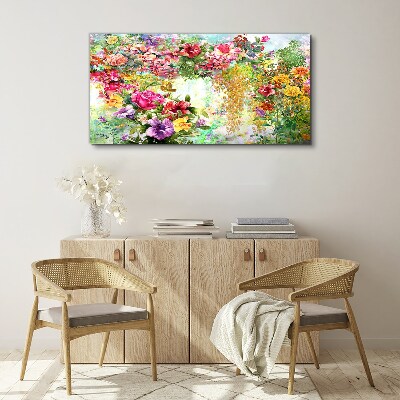Foto op canvas Een bloemenparadijs in pastelkleuren