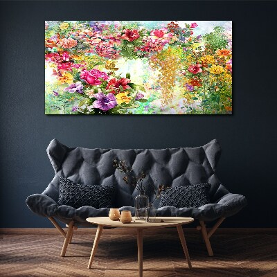 Foto op canvas Een bloemenparadijs in pastelkleuren