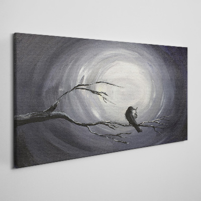 Canvas schilderij Een eenzame vogel op een tak
