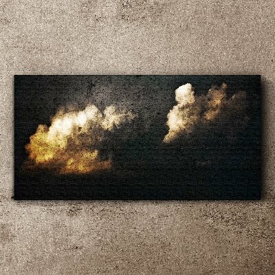 Schilderij op doek Gouden wolken op een donkere achtergrond