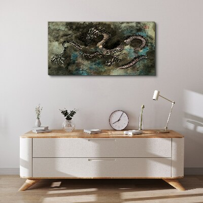 Canvas schilderij Draak in de wolken