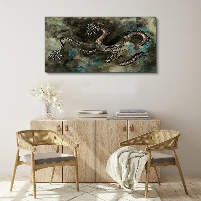 Canvas schilderij Draak in de wolken