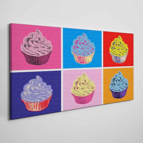 Schilderij op doek Kleurrijke muffins in pop-artstijl