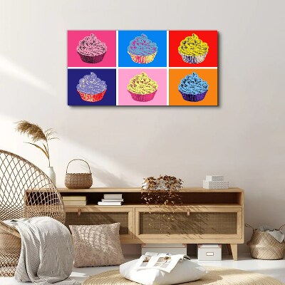 Schilderij op doek Kleurrijke muffins in pop-artstijl